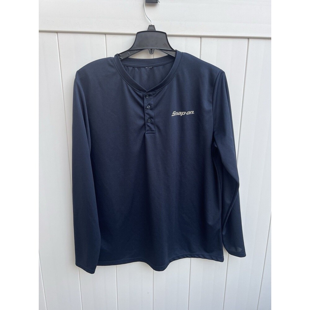 Snap-On Tools Henley Long Sleeve Shirt Mens XL /2XL Navy Blue Pullover